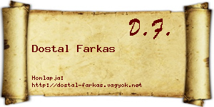 Dostal Farkas névjegykártya